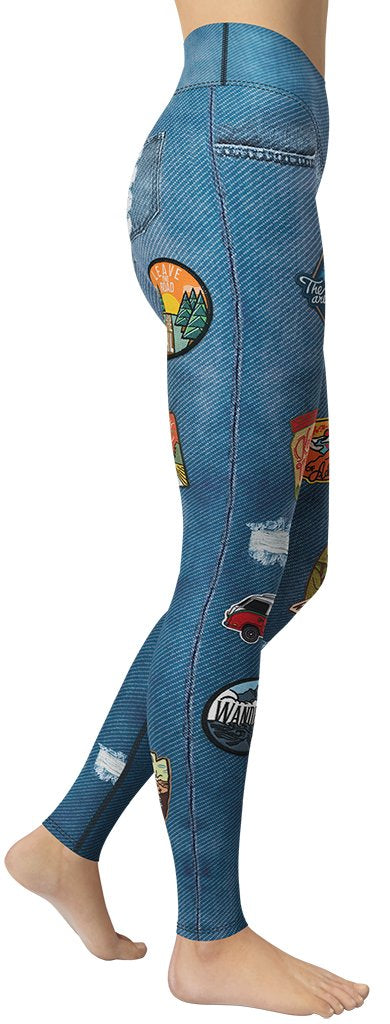 Denim Patch Yoga Leggings