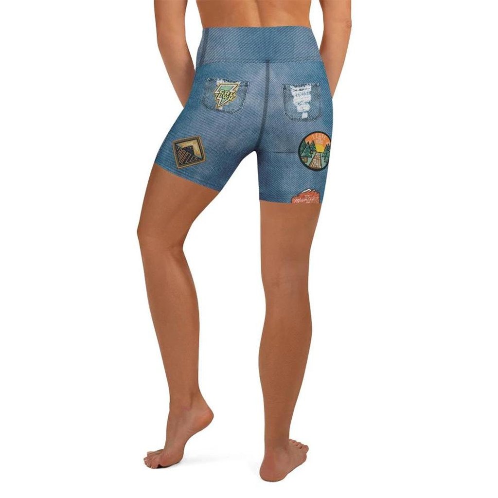 Denim Patch Yoga Shorts