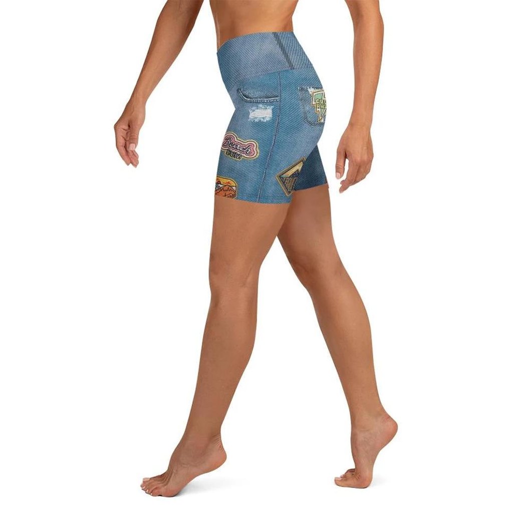 Denim Patch Yoga Shorts