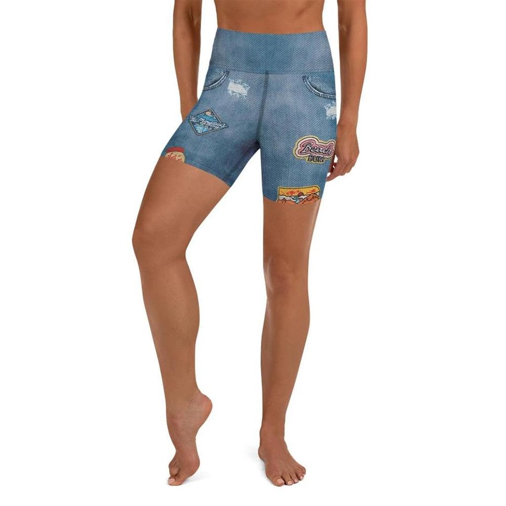 Denim Patch Yoga Shorts