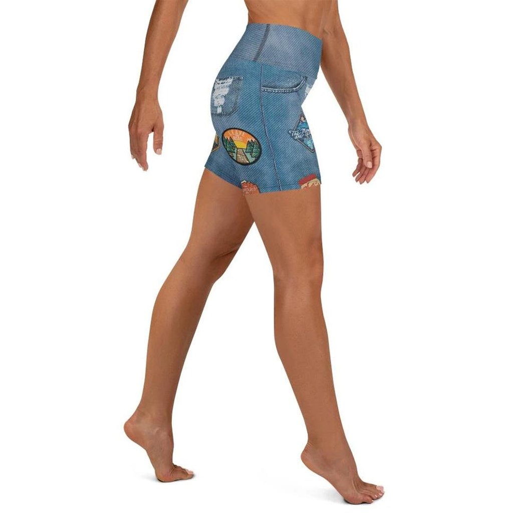Denim Patch Yoga Shorts