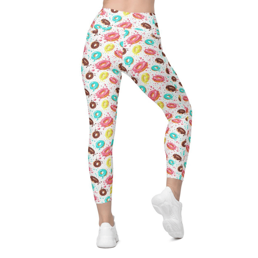Doughnut Pattern Crossover Leggings With Pockets