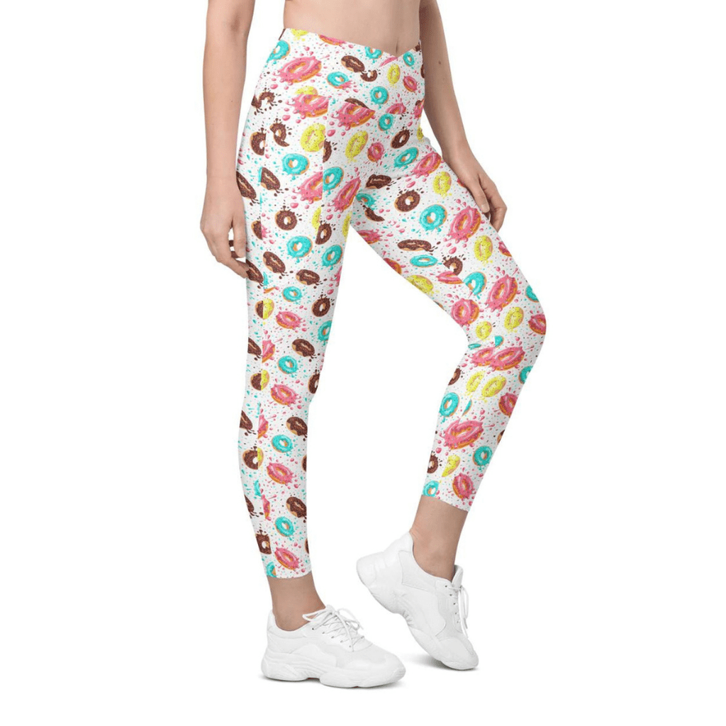 Doughnut Pattern Crossover Leggings With Pockets
