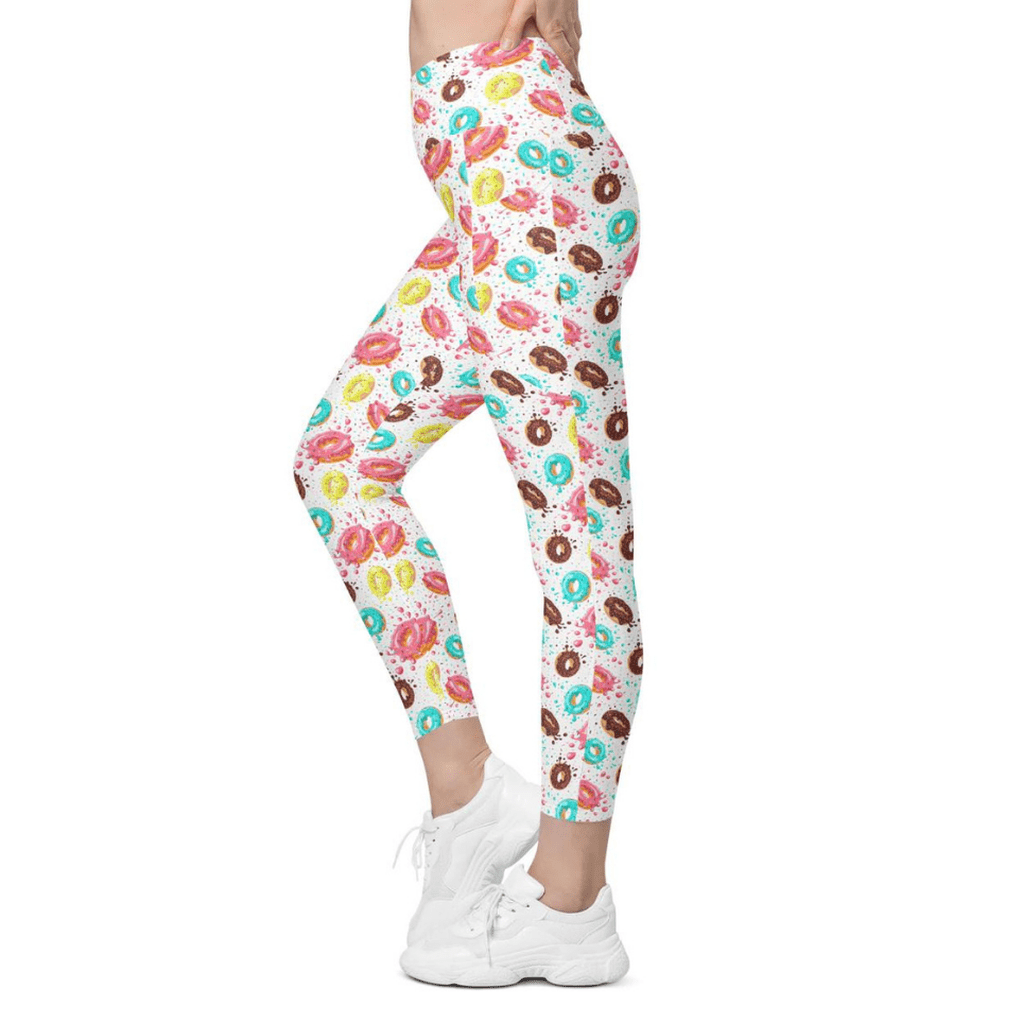Doughnut Pattern Crossover Leggings With Pockets