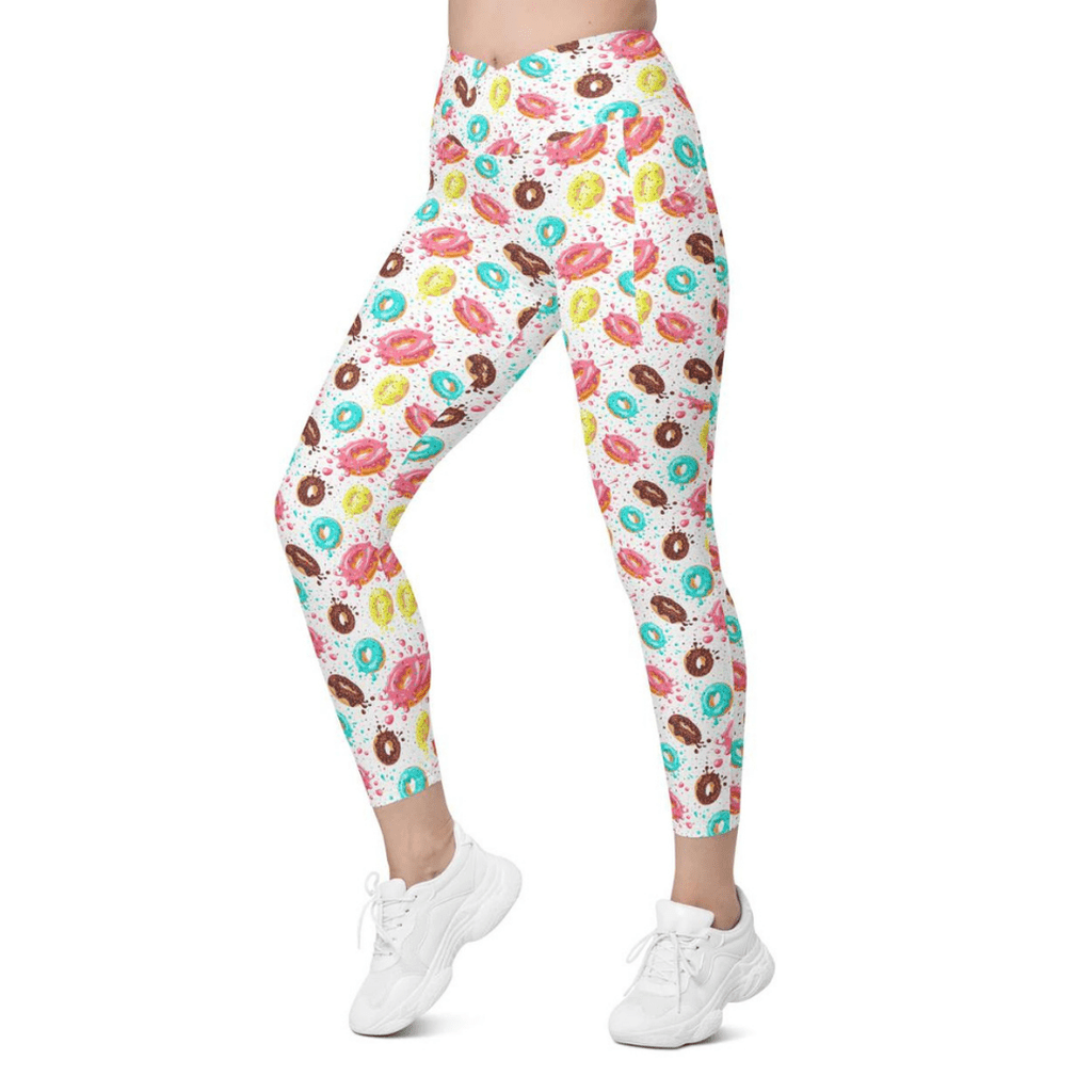 Doughnut Pattern Crossover Leggings With Pockets