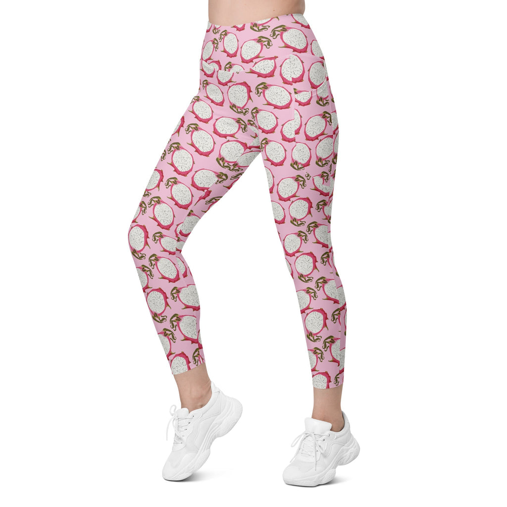 Dragon Fruit Pattern Leggings With Pockets