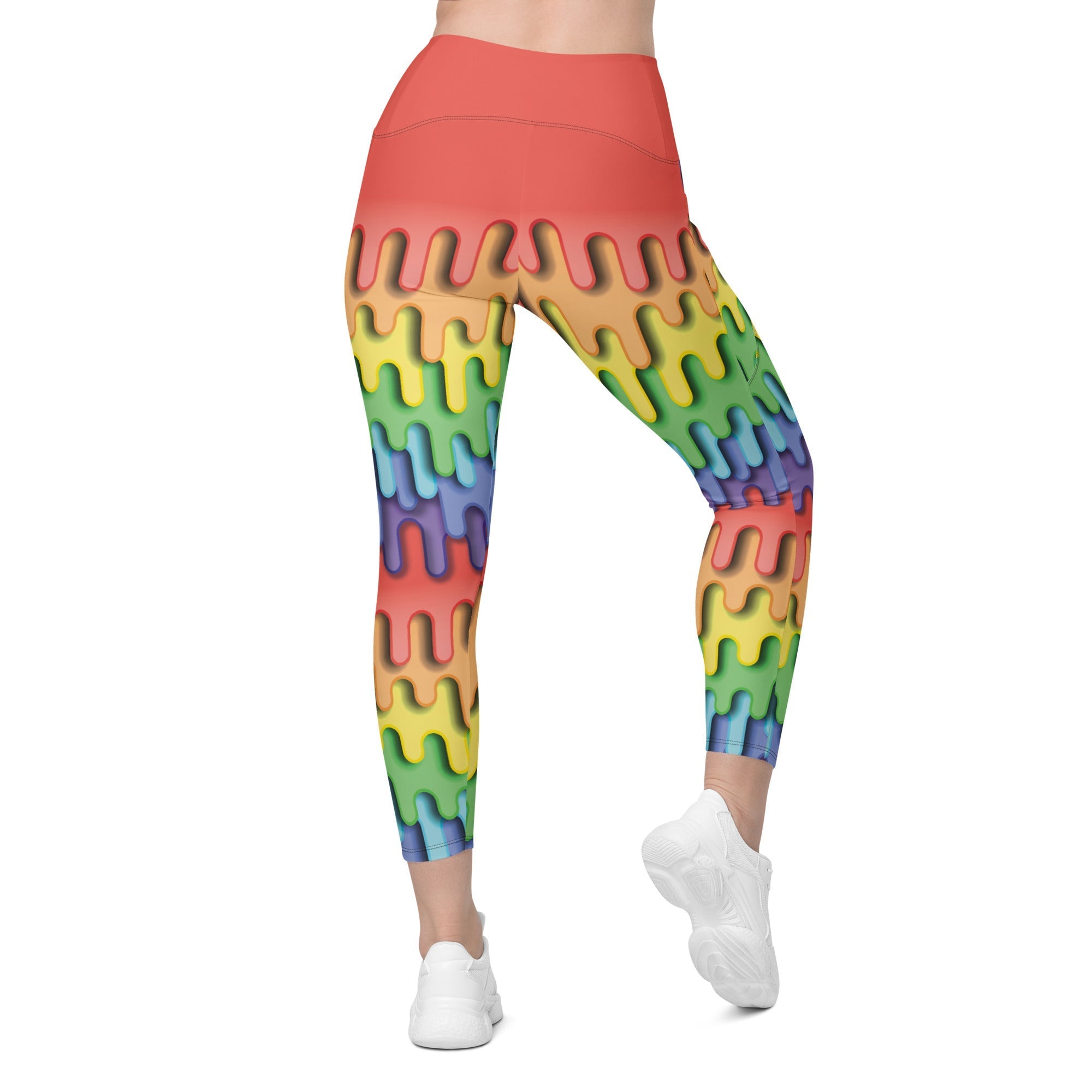 Dripping Rainbow Leggings With Pockets