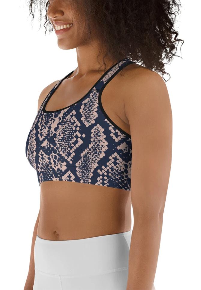Dusty Pink Snakeskin Sports Bra