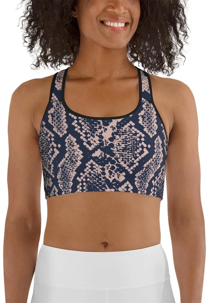 Dusty Pink Snakeskin Sports Bra