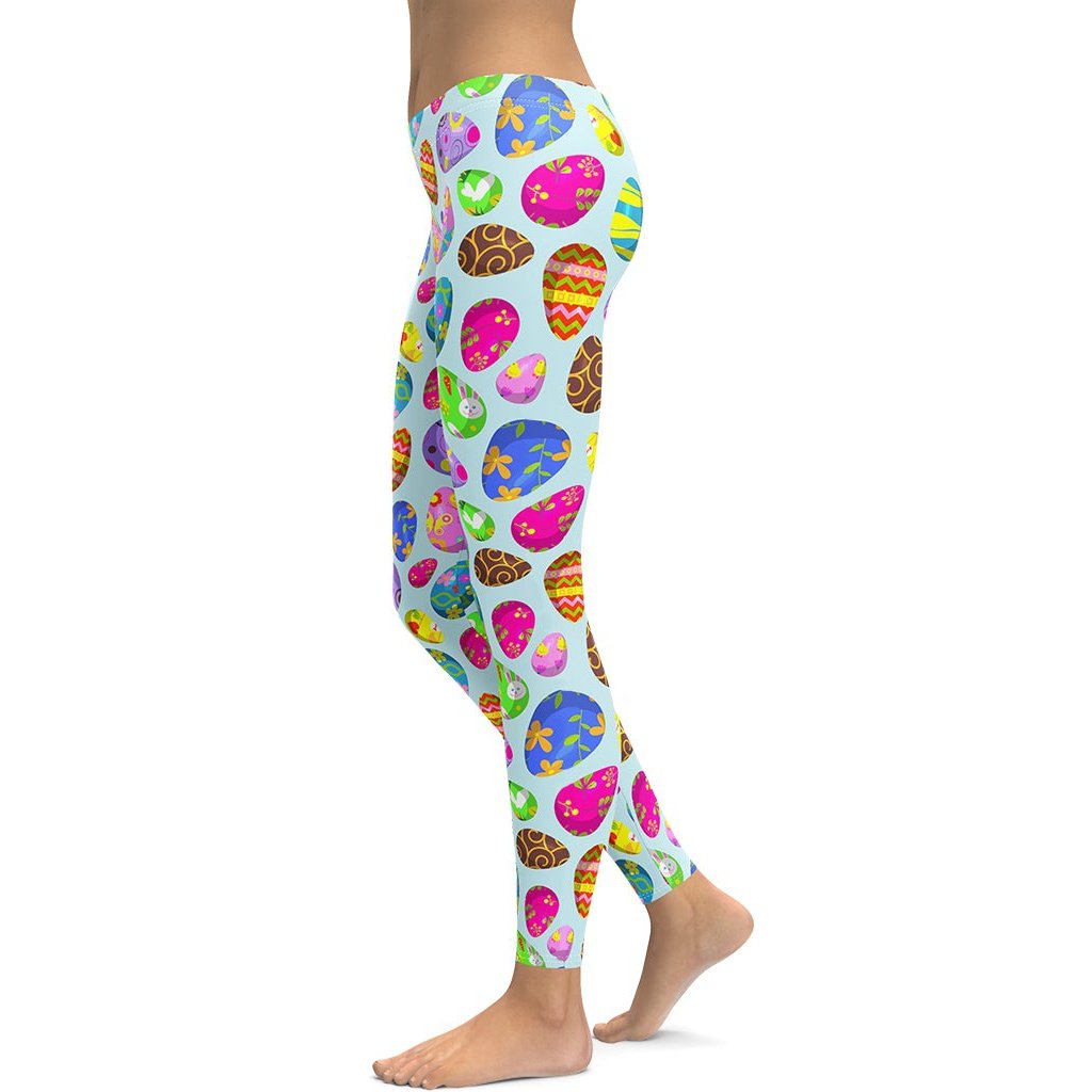 Susanny Womens Easter Leggings Rabbit Egg Bunny Plus Size High Waisted Yoga  Pants Tummy Control Easter Day Cute Graphic Print Tights Royal Blue 2XL
