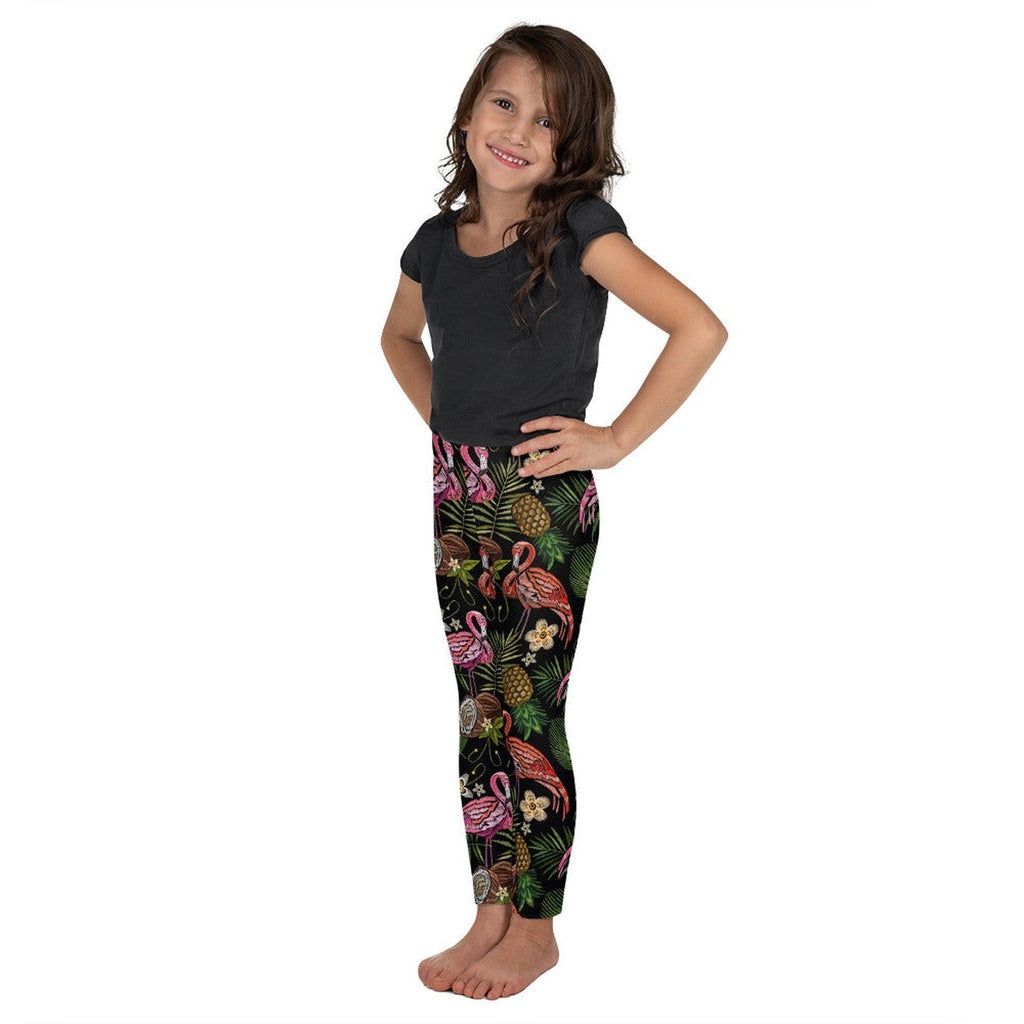 Embroidery Flamingo Kid's Leggings