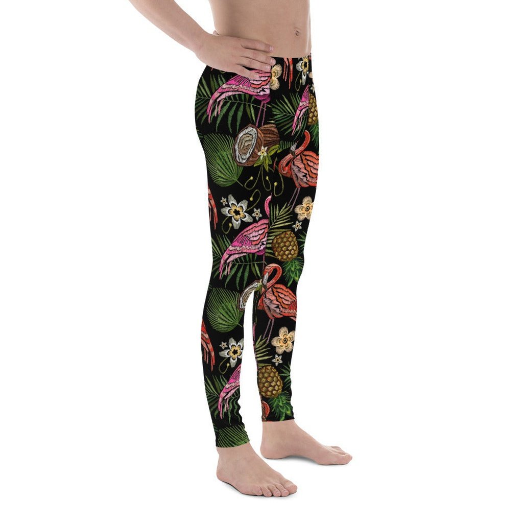 Embroidery Flamingo Men's Leggings