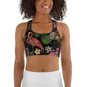 Embroidery Flamingo Sports Bra