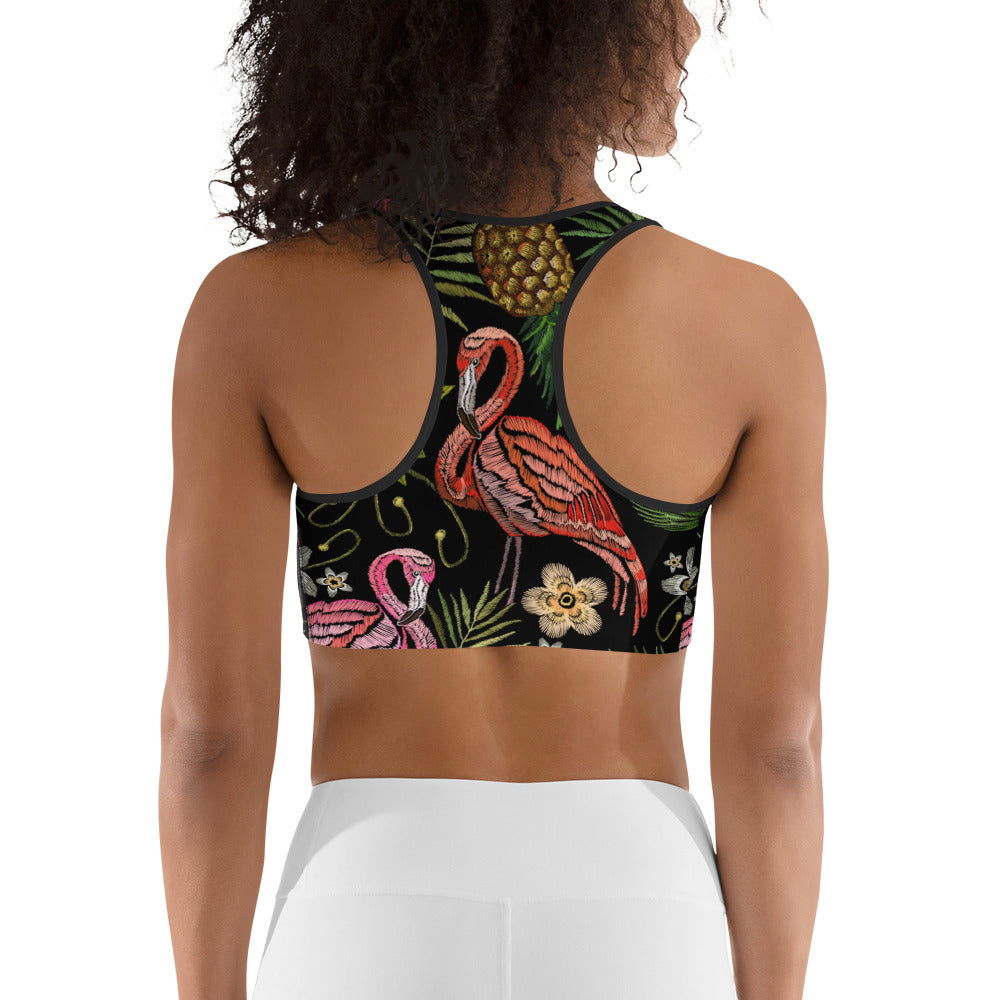 Embroidery Flamingo Sports Bra