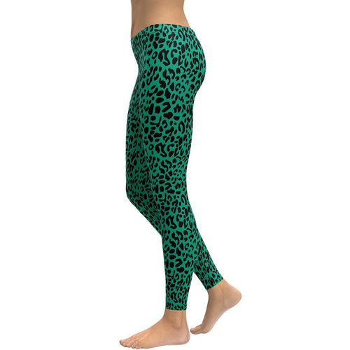 Emerland Green Leopard Leggings