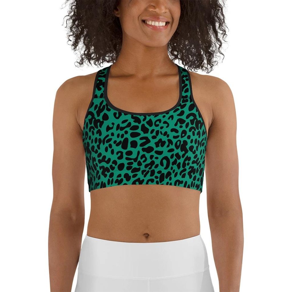 Emerald Green Leopard Sports Bra