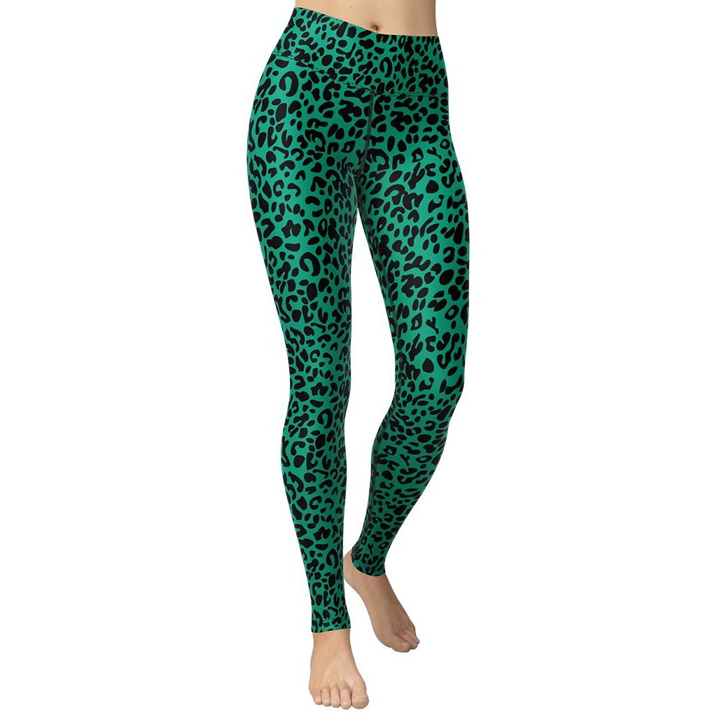 Emerald Green Leopard Yoga Leggings