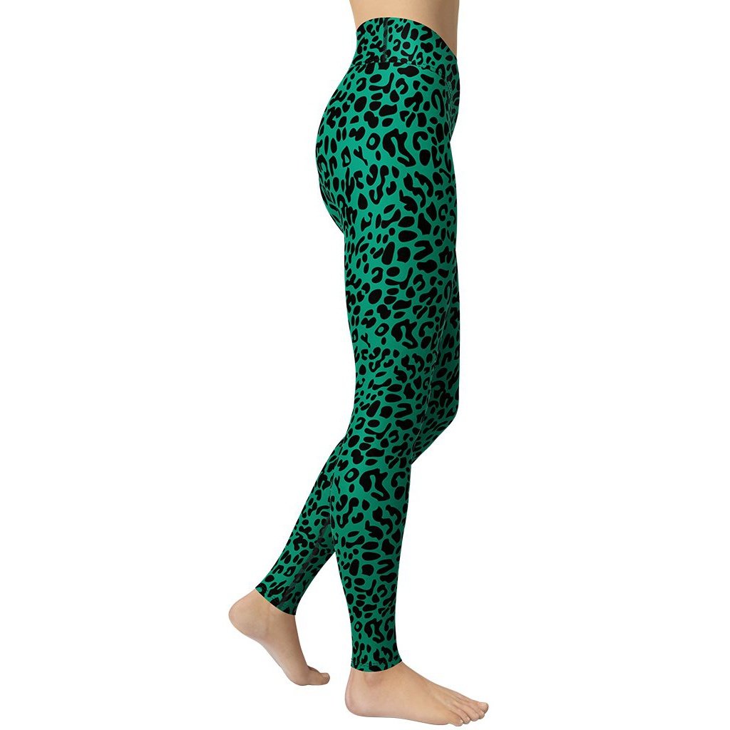 Emerald Green Leopard Yoga Leggings