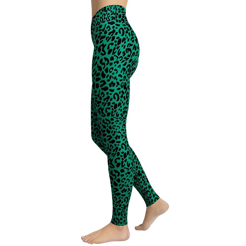 Emerald Green Leopard Yoga Leggings