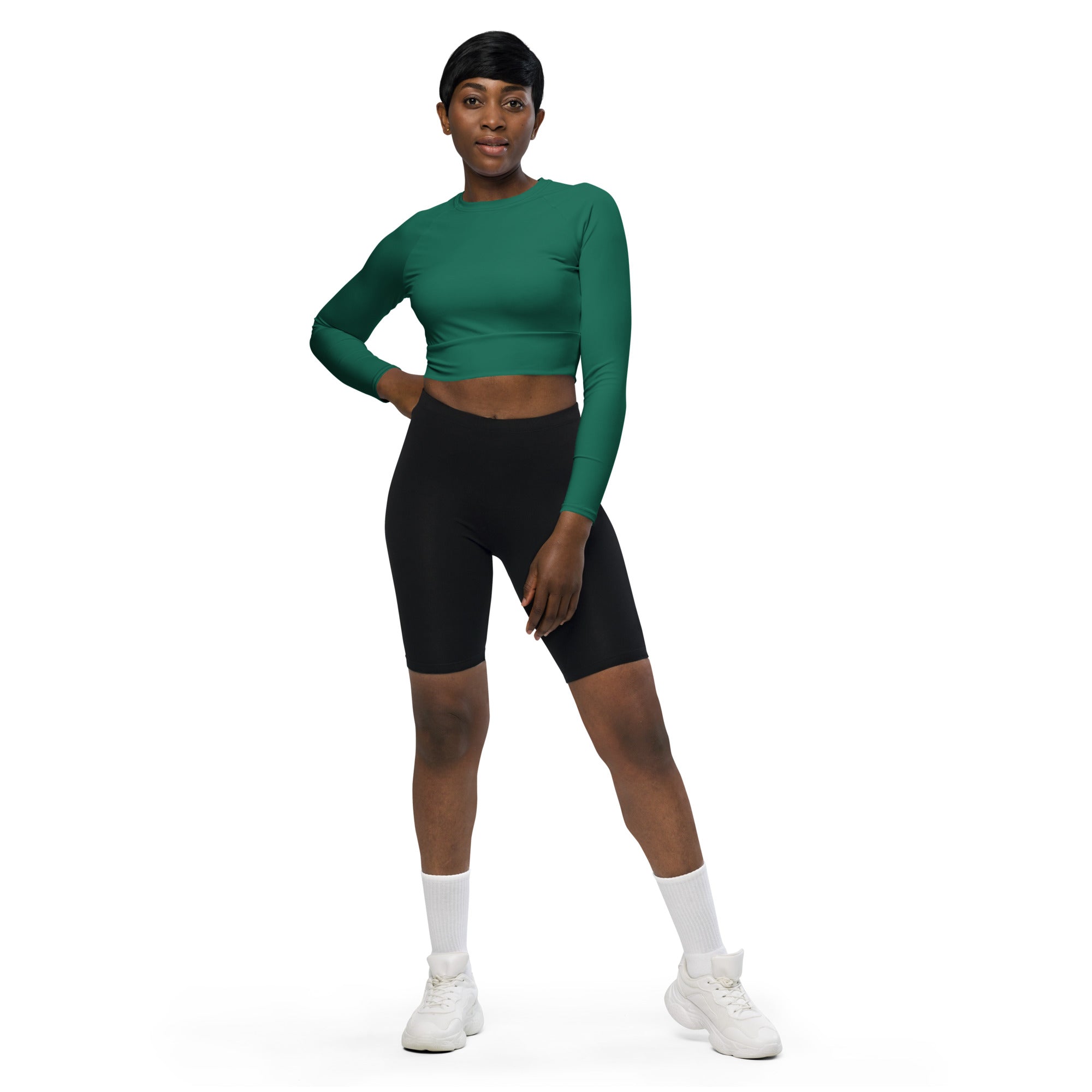 Emerald Green Recycled Long-sleeve Crop Top