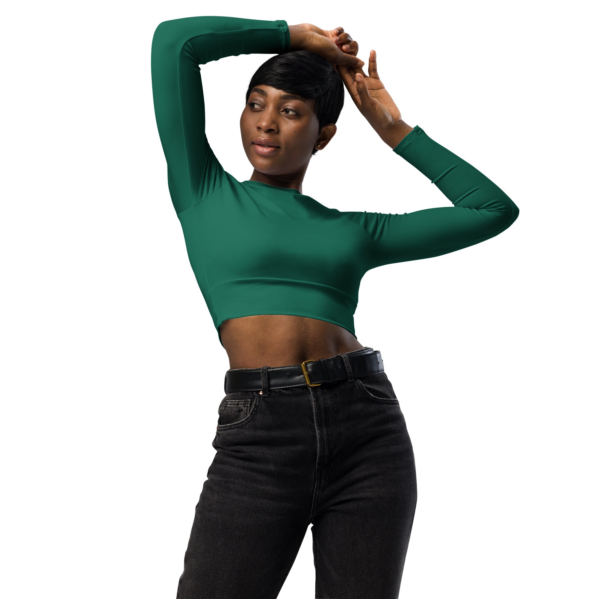 Emerald Green Recycled Long-sleeve Crop Top