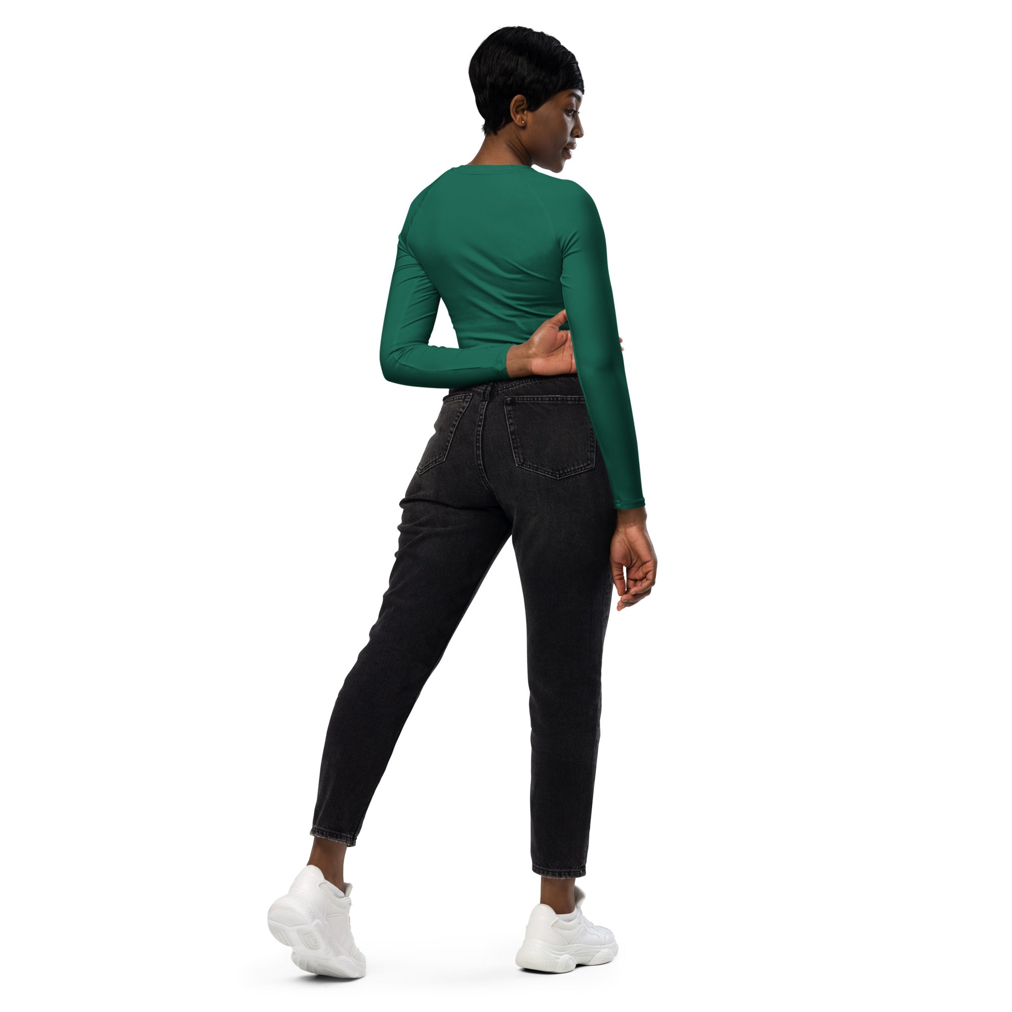 Emerald Green Recycled Long-sleeve Crop Top