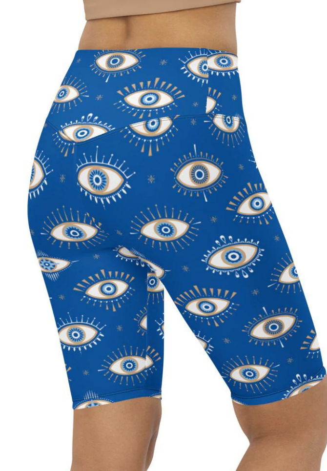 Evil Eye Pattern Biker Shorts