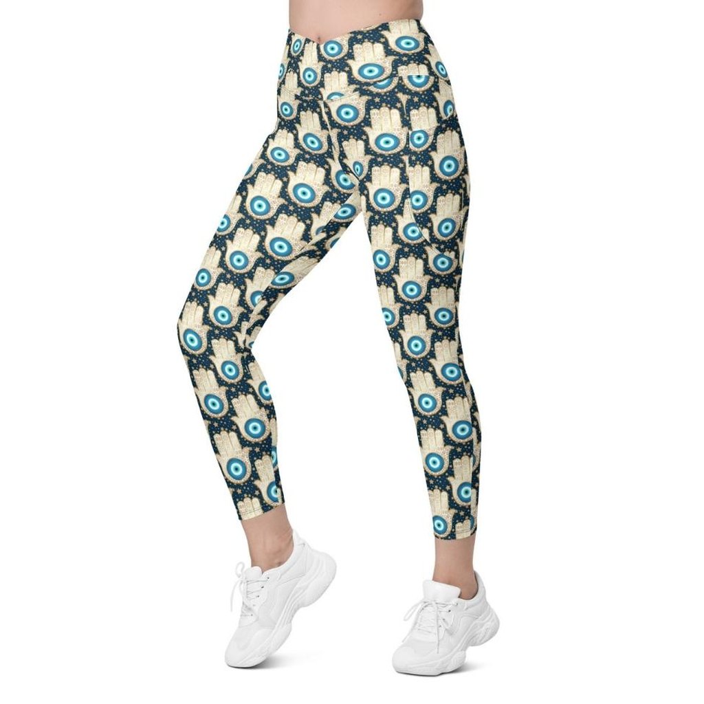 Eye Talisman Crossover Leggings With Pockets