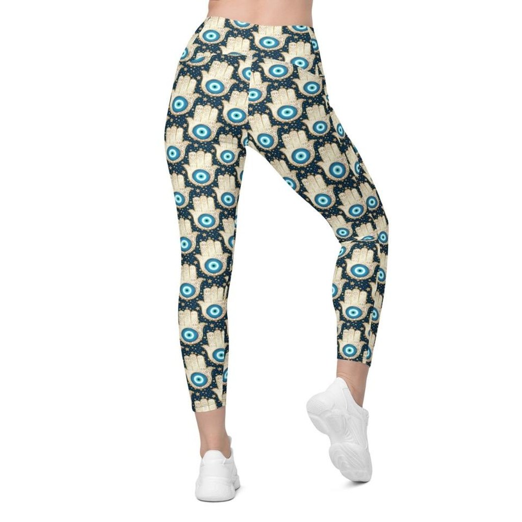 Eye Talisman Crossover Leggings With Pockets