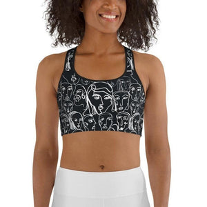 Face Drawings Sports Bra