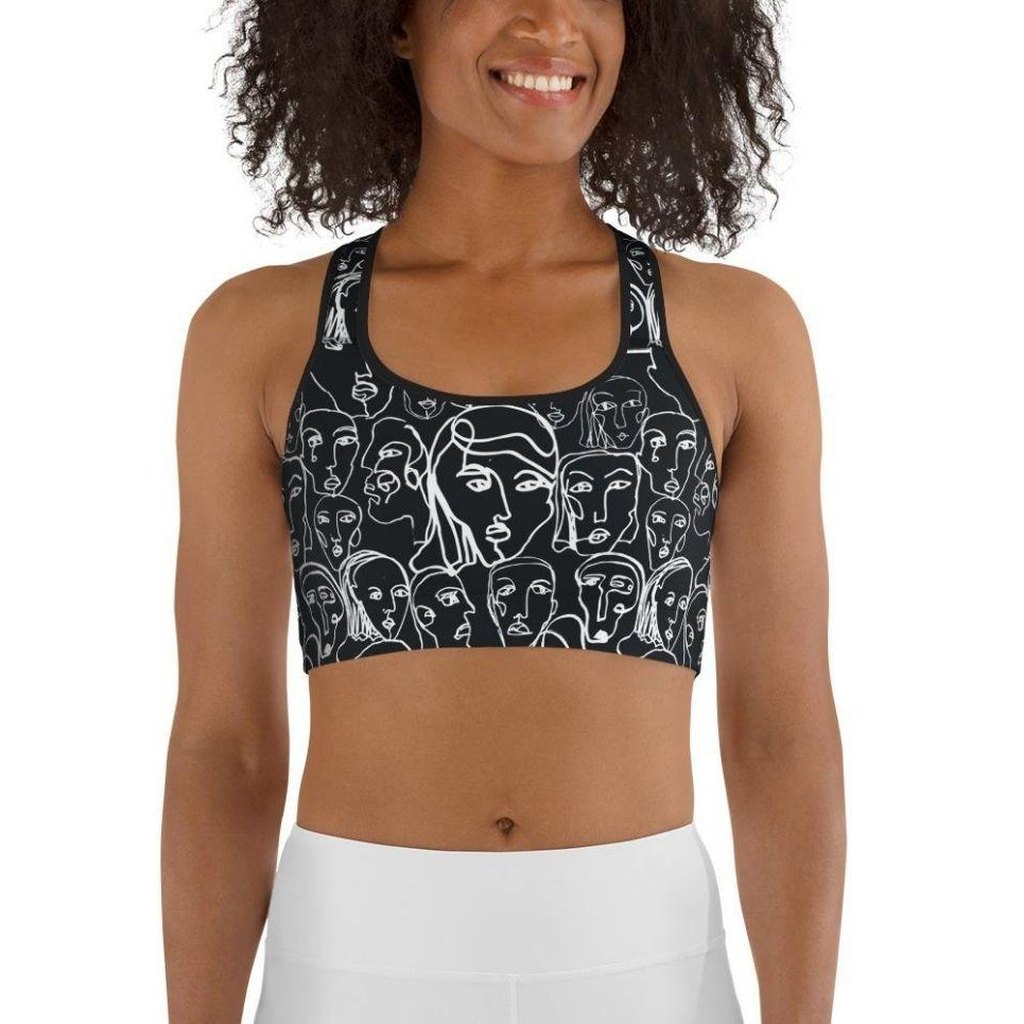 Face Drawings Sports Bra
