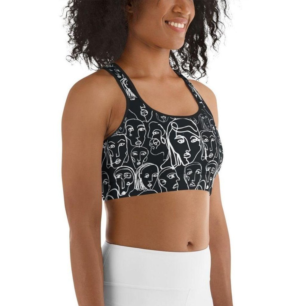 Face Drawings Sports Bra