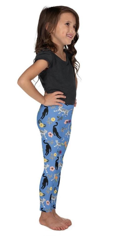 Feline & Flower Pattern Kid's Leggings