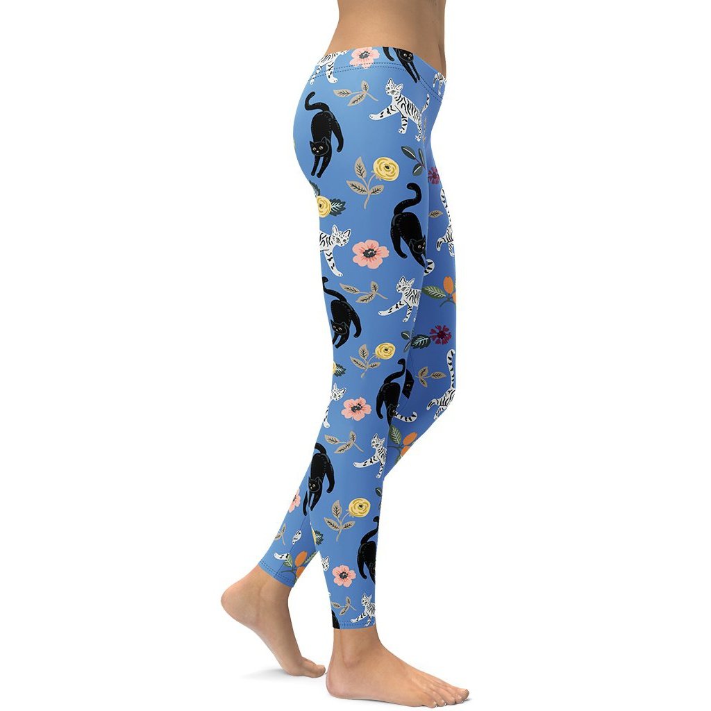 Feline & Flower Pattern Leggings