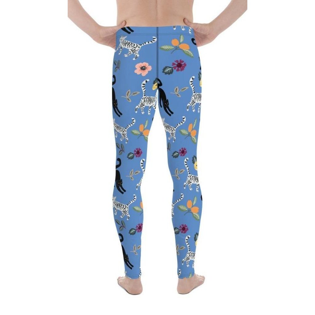 Feline & Flower Pattern Men's Leggings