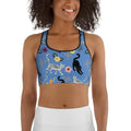 Feline & Flower Pattern Sports Bra