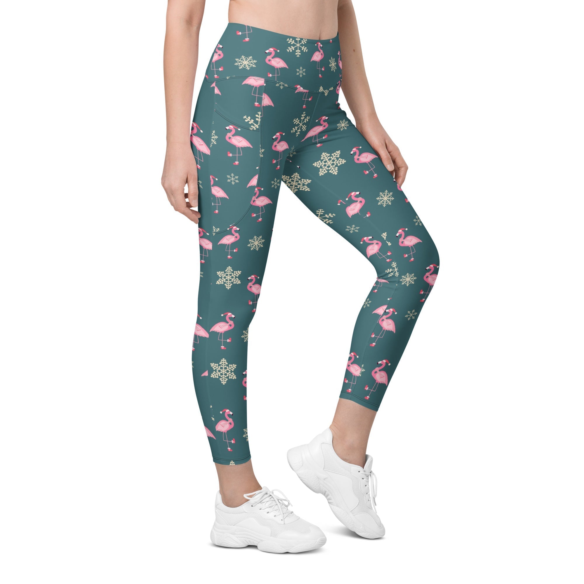 Festive Flamingos Leggings With Pockets