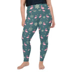 Festive Flamingos Plus Size Leggings - FiercePulse - Premium Workout Leggings - Yoga Pants