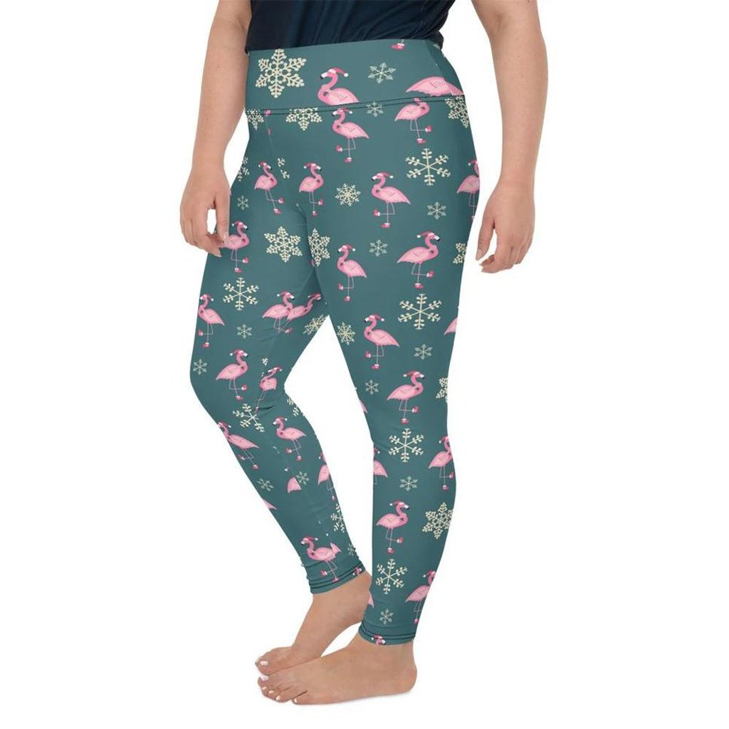Festive Flamingos Plus Size Leggings - FiercePulse - Premium Workout Leggings - Yoga Pants