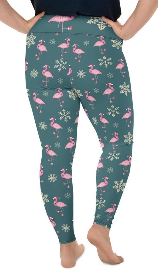 Festive Flamingos Plus Size Leggings