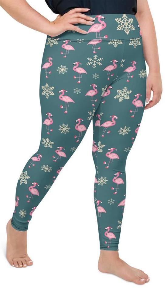 Festive Flamingos Plus Size Leggings