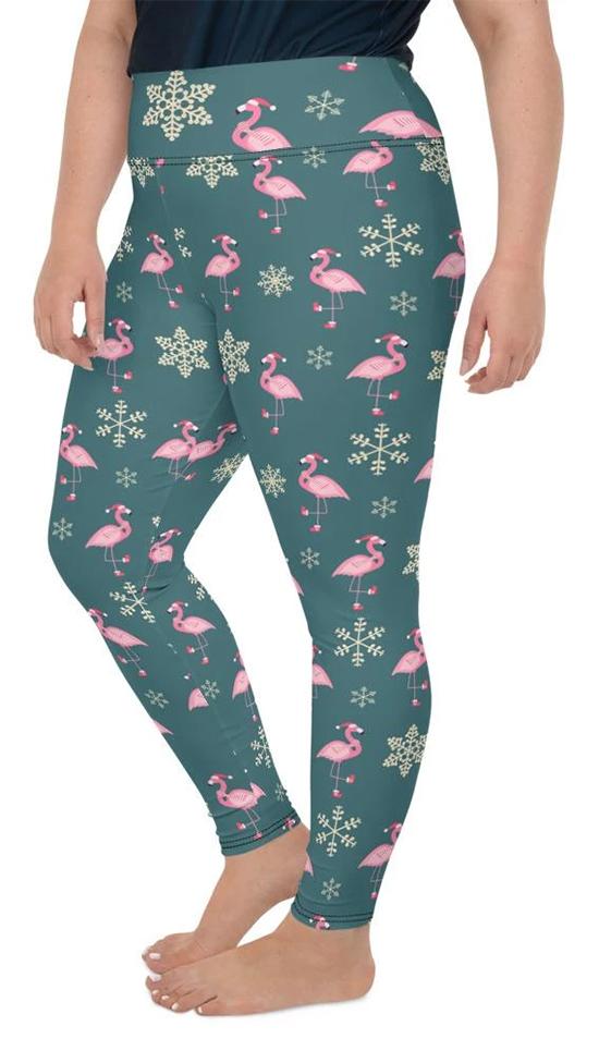 Festive Flamingos Plus Size Leggings