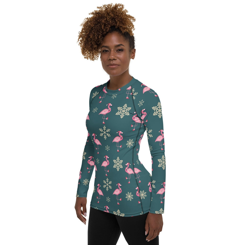 Festive Flamingos Rash Guard