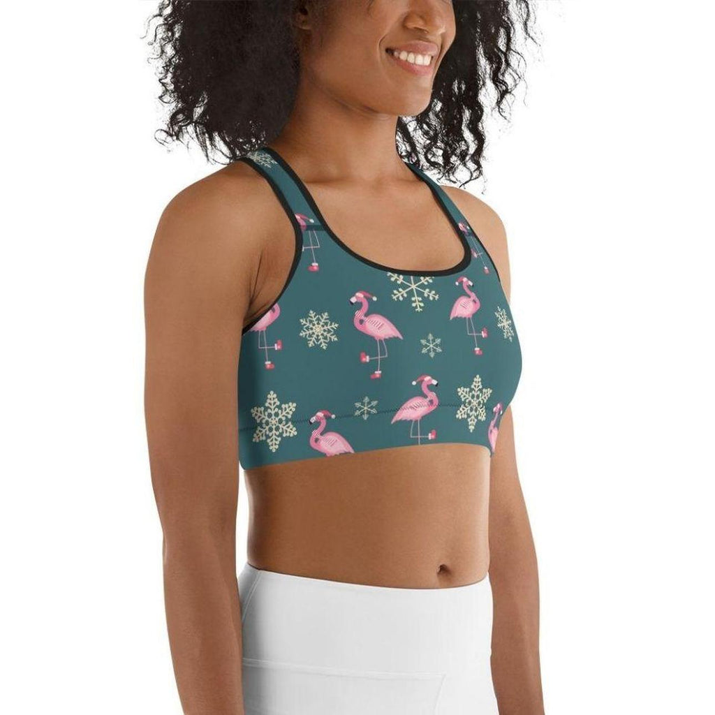 Festive Flamingos Sports Bra