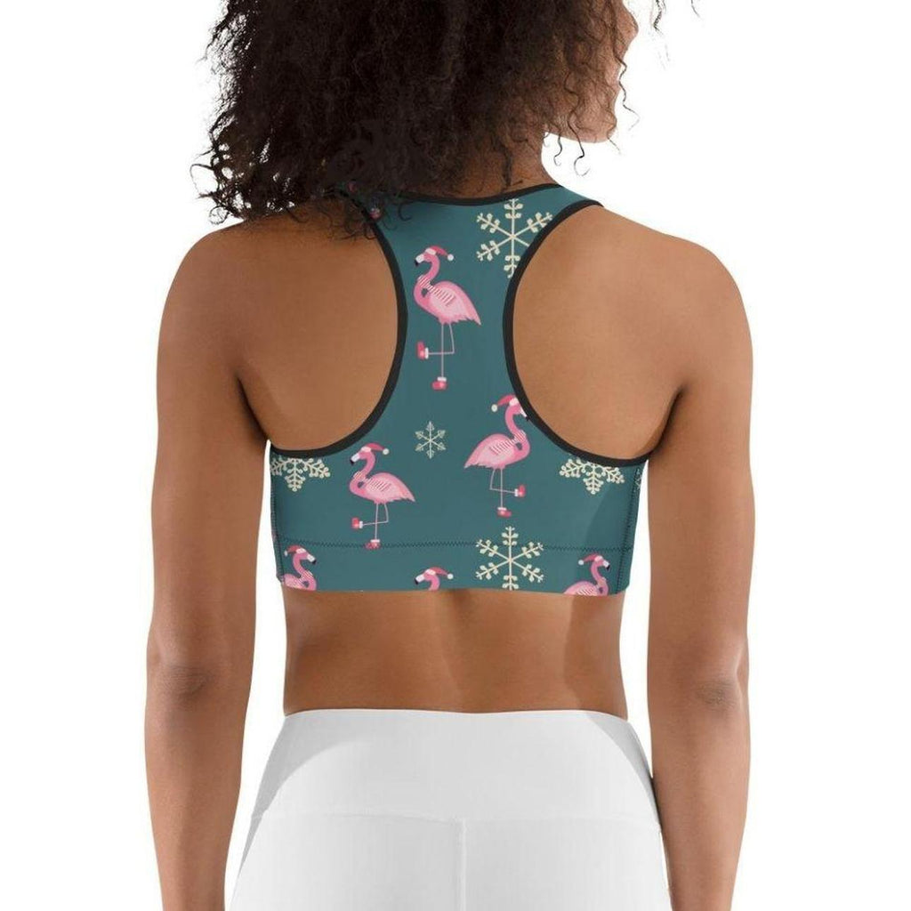 Festive Flamingos Sports Bra