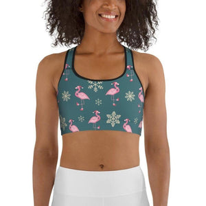 Festive Flamingos Sports Bra