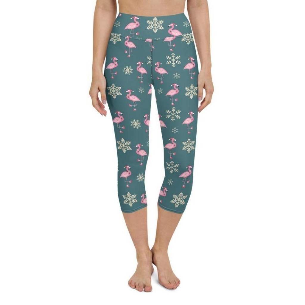 Festive Flamingos Yoga Capris