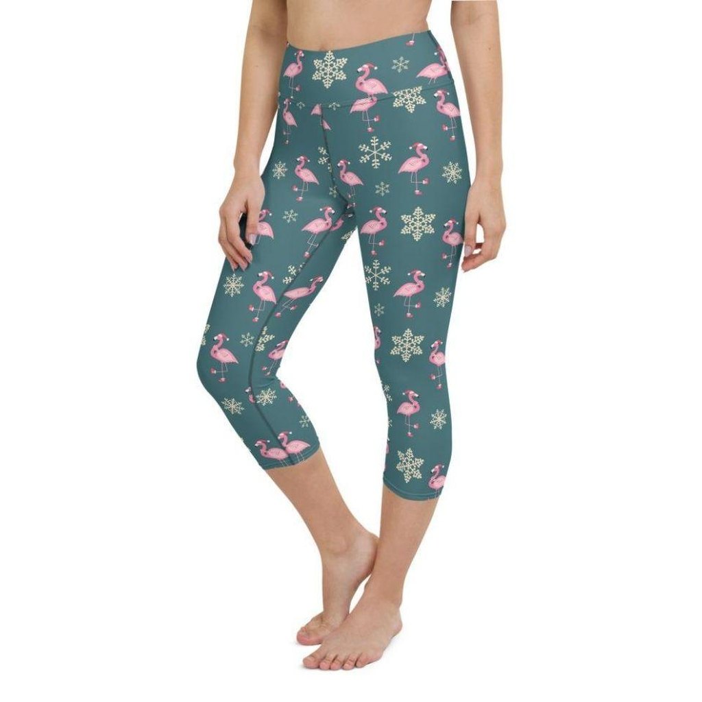 Festive Flamingos Yoga Capris