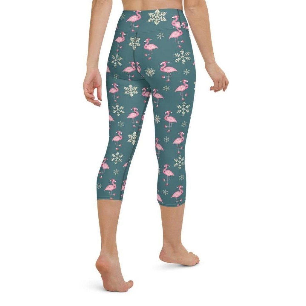 Festive Flamingos Yoga Capris