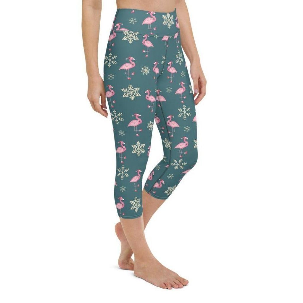 Festive Flamingos Yoga Capris
